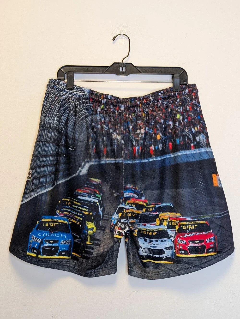 SOLE CLUB NASCAR Race Car Print Athletic Mesh Shorts Size L